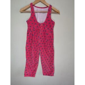 Vintage Oshkosh Bgosh Pink Floral Corduroy Jumpsuit Girls Sz 6 90s USA Cottage